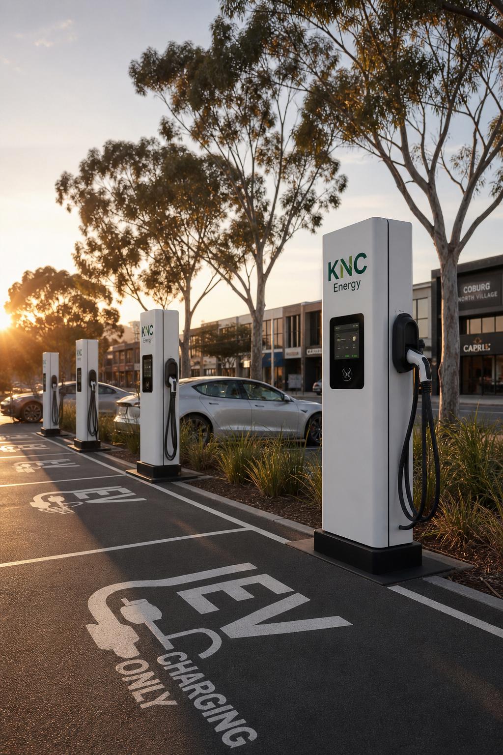 KNC Energy EV charging stations at a Melbourne shopping centre